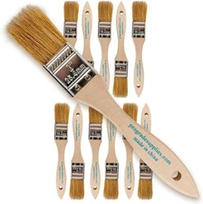 Pro Grade - Chip Paint Brushes - 12 Ea 1 Inch 1", Light Brown 