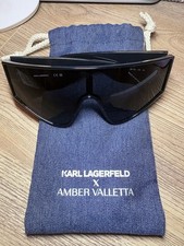 Karl Lagerfeld x Amber Valletta Shield Sunglasses Black Gray KL6209S