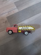 VTG TIN TOY FRICTION WRECKER SERVICE TOW TRUCK MADE IN JAPAN WORKS Q3