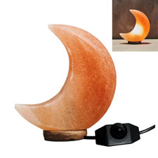 Image of Himalayan Salt Lamp Moon Night Light with Brightness Control + FREE 2 X Bulbs