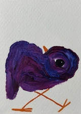 ACEO Original Painting, Bird Impressionism Oil Art, Emmer Plaxe, Animal Abstract