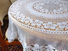 Runde weiße Spitzen Tischdecke 150 cm Durchmesser