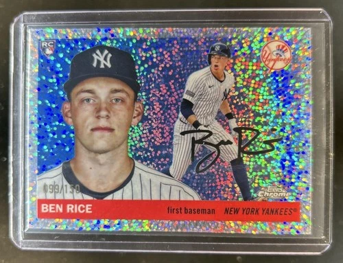 2025 Topps Chrome Platinum Ben Rice RC Speckle Refractor Rookie #/150 Yankees
