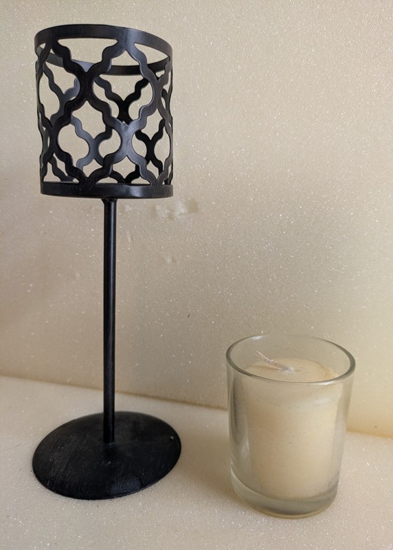 Stemmed Black Metal Votive Candle Holder