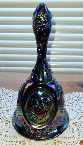 FENTON Iridescent Amethyst or Purple 6.5" Carnival Glass "Mother and Child" BELL