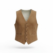 Norm Thompson Tan Suede Leather Vest Button Front Western Casual Lined