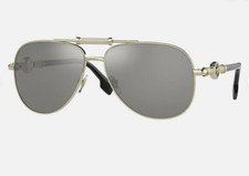Alluring Versace VE2236-12526G Unisex Sunglasses Chrome Gray  Gold Aviators