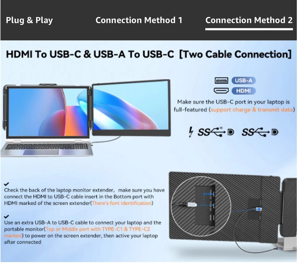 Portable 14-inch Laptop Screen Extender, FHD 1080P IPS for Laptops 13-17" - Image 3 of 4