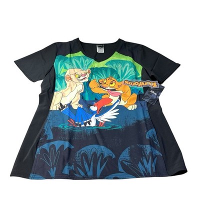 Lion King Cherokee Scrubs Size Small Tooniforms Disney Simba Nala V Neck Top NEW