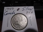 Canada 1940 - 25 Cent Quarter Canadian Coin - 80% Silver