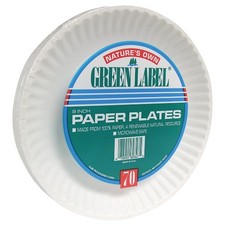 AJM Nature's Own Green Label 9 In. Paper Plates (70-Count) PP9GRAXWH AJM