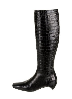 $1265 CHRISTIAN DIOR JOHN GALLIANO BOOT FAUX CROCODILE ALLIGATOR BLACK 36.5 6.5