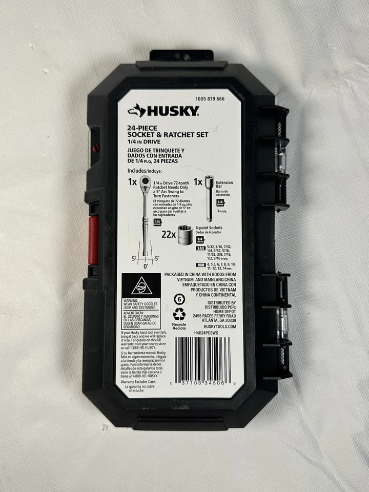 Husky 1/4” Inch Socket And Ratchet Set. - Image 3 of 3