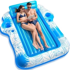 Inflatable Adult Tanning Pool Lounger Float -85" x 71" XX-Large Sunbathing Wa...