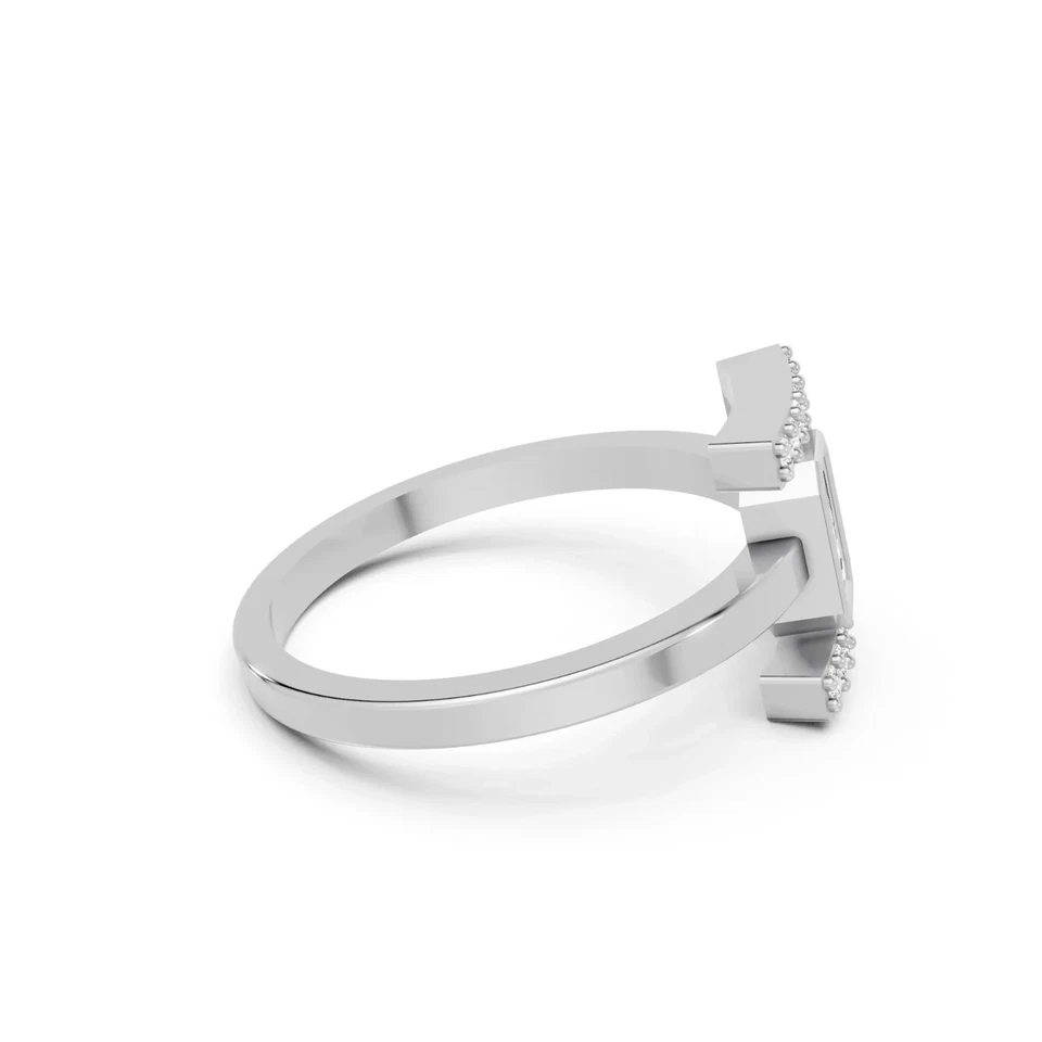 14K 白金 2 克拉实验室制造的 Emerlad 钻石边框戒指带侧边装饰 — 第 3/4 张图片