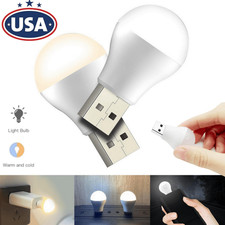1-2  Portable Mini USB Bulb Shaped Night Light for Hallway Bedroom Bathroom US