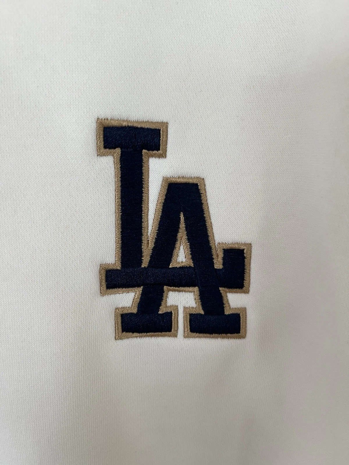 OFF WHITE Felpa con cappuccio pullover uomo L.A. Dodgers New Era crema oro collezione campionato