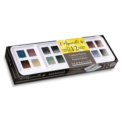 Sennelier Aquarellfarben - Neutrale Farben 12 halbe Näpfchen N131613.03