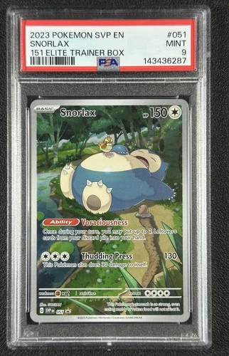 SNORLAX PSA 9 2023 POKEMON SV BLACK STAR PROMOS BSP - SVP EN #051 151 ETB 287