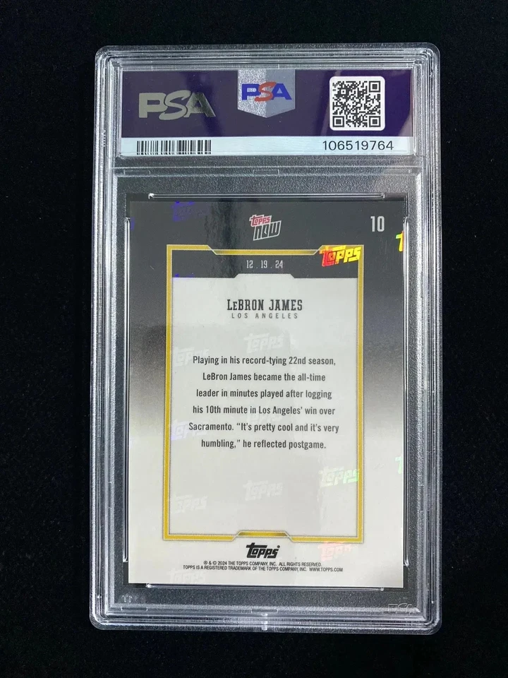 2024 Topps Now All-time Most Minutes Played Lebron James #10 Lakers PSA 10 - Image 2 of 2