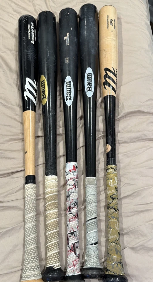 5 murciélagos de madera, 3 murciélagos bomba y 2 marucci Foto 3 de 3