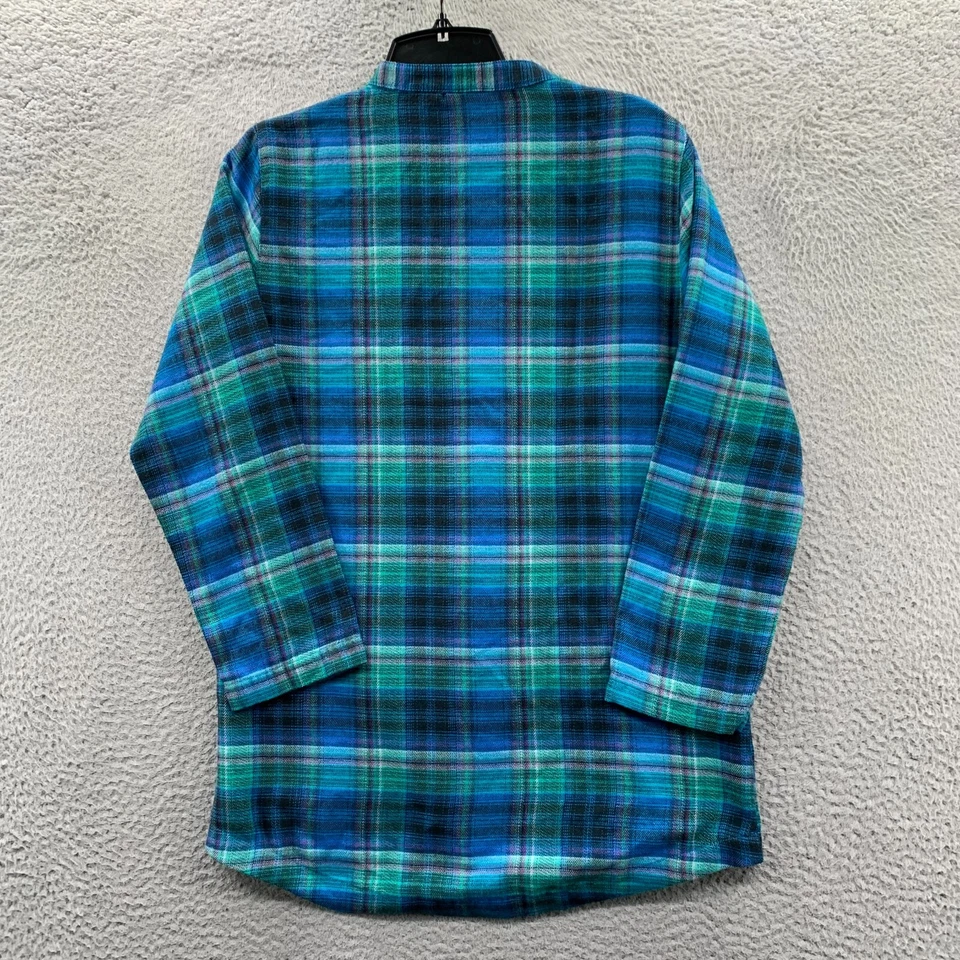 LL BEAN рубашка девочек размер 12 / большой пуговицах блузка верхний клетку 3/4 рукав - Изображение 2 из 4