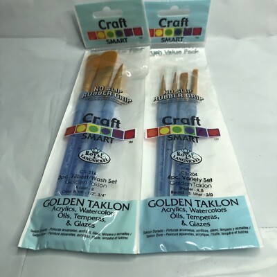 Royal & langnickel 2 Sets Gold Taklon Artist (Filbert,Round,Shader, oval wash)