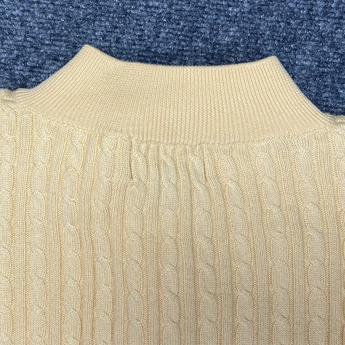 Pendleton Sweater Mens Large Yellow Quarter Zip Cable Long Sleeve Pima Cotton - Picture 16 of 17