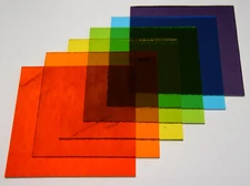 6 PIECES 4" x 4" TRANSPARENT RAINBOW COLORS BULLSEYE 3mm THICK GLASS 90 COE