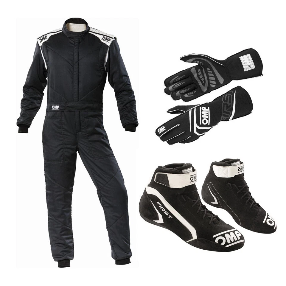 FIA OMP Sport Rallye-Satz Rennen Schwarz/Weiß XS-XL