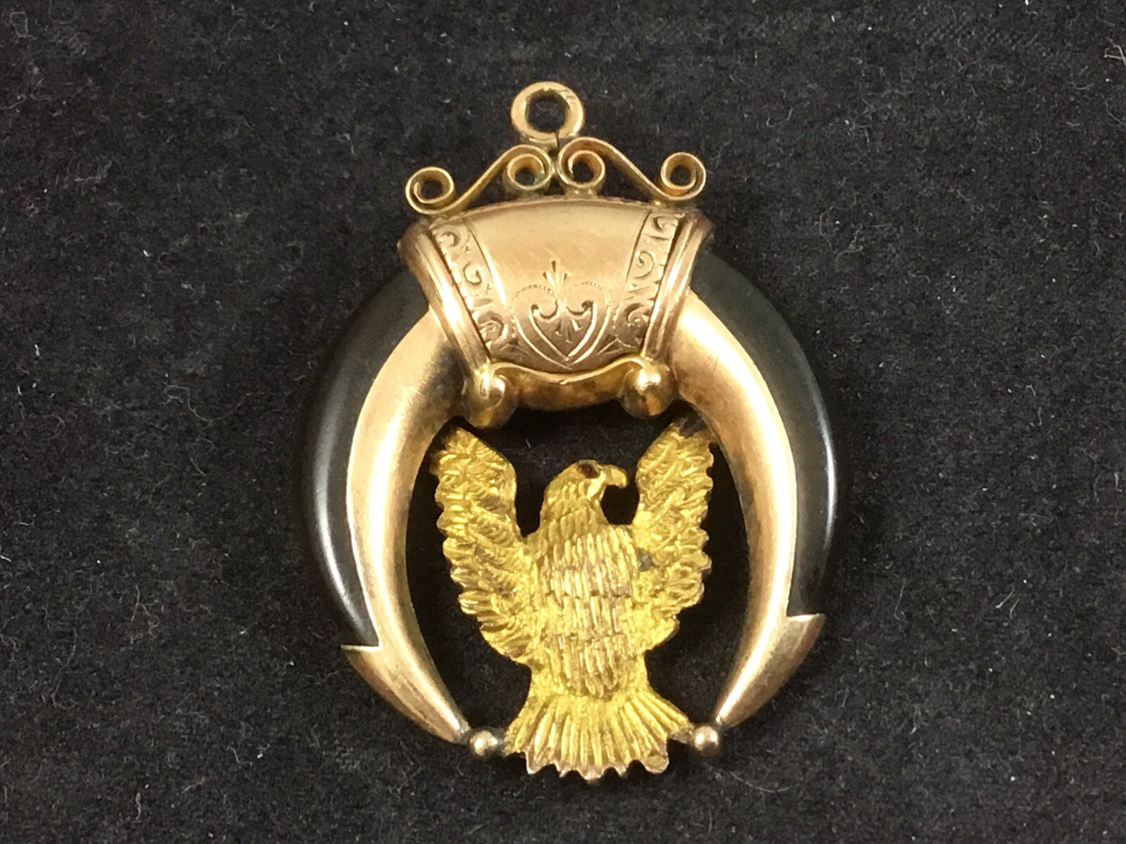 Antique FOE Gold Filled Enamel Eraternal Order Of Eagles Clow Watch Fob