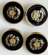 4 Pieces Black and Gold Shield 22mm Metal Button Set for Blazer Coat Jacket