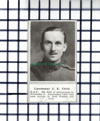 C5862) Lt J E Kind RAF Erster Weltkrieg - 1919 Clip KLEIN
