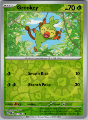 #ad Pokemon Grookey 014 167 Reverse Holo Twilight Masquerade NM M $1.25