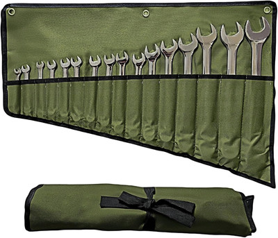 16 Pockets Wrench Roll Up Organizer, Wrench Bag and Tool Organizer Bag, Wrenc...