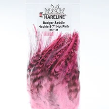 Hareline Badger Saddle Hackle 5-7" - Hot Pink