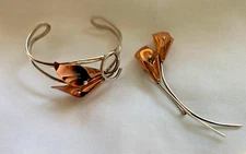 Nye Sterling & Copper Calla Lily Bracelet, Brooch