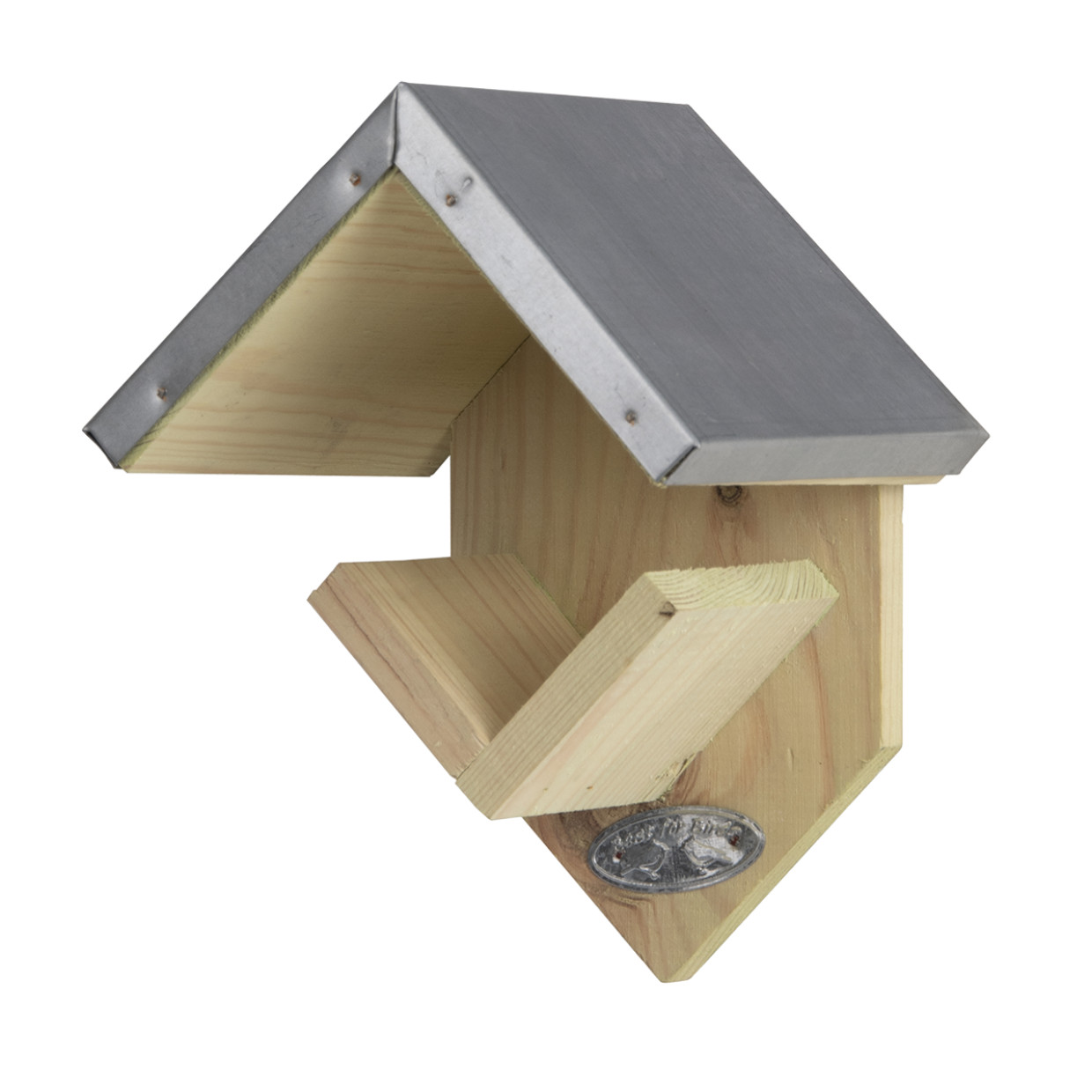 Bird Peanut Butter Feeder Holder Chalet Style Wood House Wildlife Zinc FSC Pine