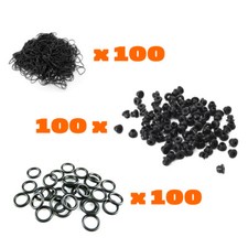 100 Color 12 TATTOO machine RUBBER BANDS 100 A-Bar Black Nipples grommets gun