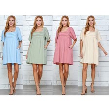 SALE - Women's Gauze Raw Edge Detail Dress