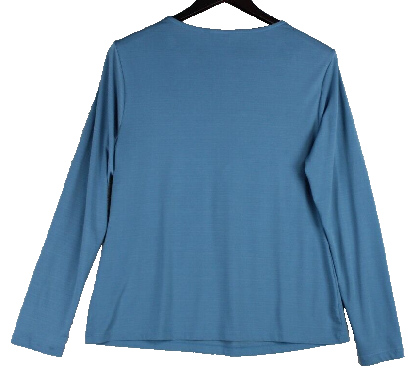 East 5th Top Women's Size L Blue Long Sleeve Ruched Polyester