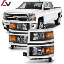 For 2014-2015 Chevy Silverado 1500 Wtltzlt Headlights Front Halogen Clear Lamp
