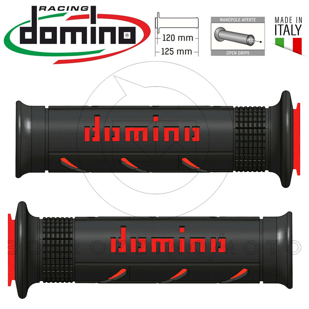 Coppia Manopole Domino Racing A250 Nero Rosso Forate Universali