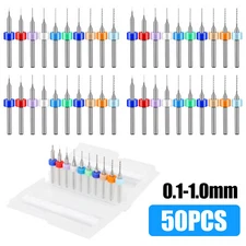50x PCB Carbide Micro Drilling Bit Set 0.1/0.2/0.3/0.4/0.5/0.6/0.7/0.8/0.9/1.0mm