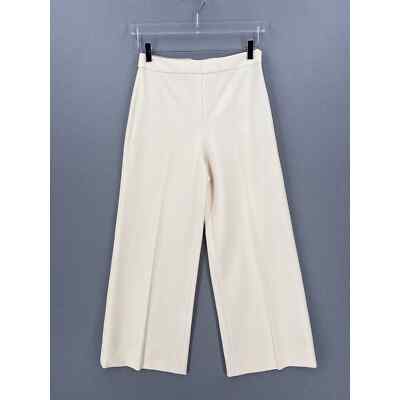 REBECCA TAYLOR Crop Suit Pants Womens 2 Vanilla Off White Wide Leg Trouser Ankle