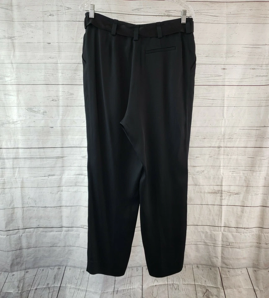 Calça cropped Jeanne Lanvin feminina tamanho 42 EUA 12 preta perna cônica com cinto - Imagem 3 de 4