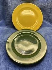 Set of Ceramic Colorful 9" Plates One Yellow and One Green