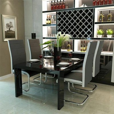 PANANA 2 / 4 / 6 Modern High Back Faux Leather Dining Chair Chrome Legs Rest Chrome UK