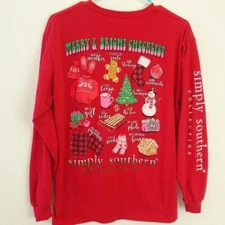 Simply Southern Christmas Long Sleeve Red Women's T-Shirt Small