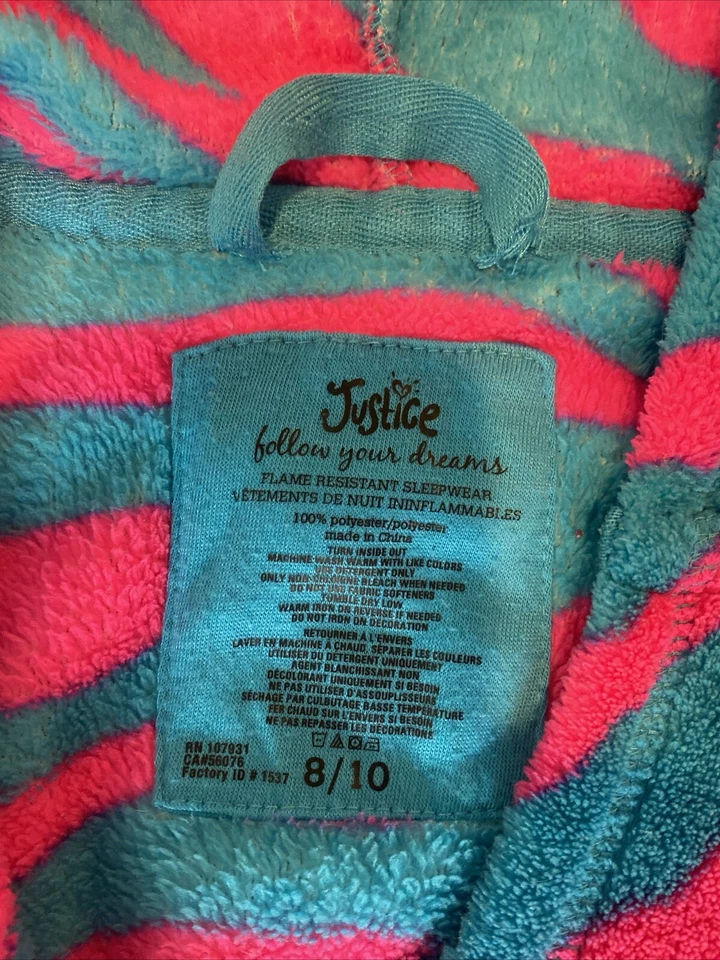 Bata a rayas rosa y azul Justice talla 8/10 para niñas Foto 3 de 4